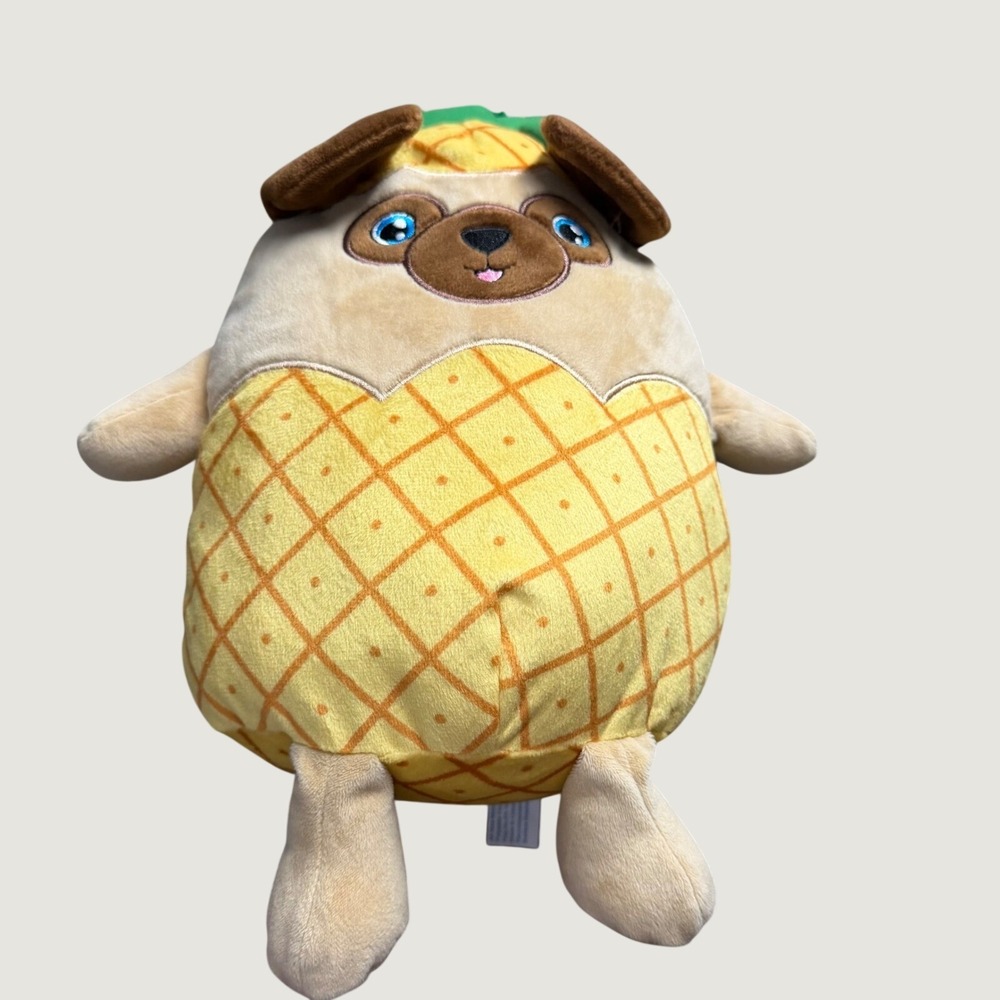 Hugfun Pineapple Pug Plush 10" Fruit Costume Stuffed Animal Polyester Yellow